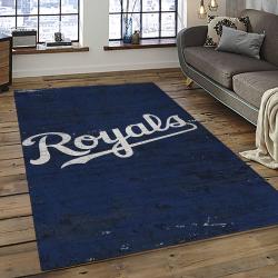 mlb kansas city royals baseball team logo rectangle area rug dark room kcr36