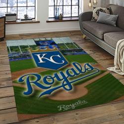 mlb kansas city royals baseball team logo rectangle area rug dark room kcr38