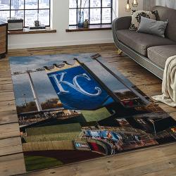 mlb kansas city royals baseball team logo rectangle area rug dark room kcr39