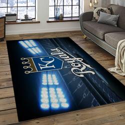 mlb kansas city royals baseball team logo rectangle area rug dark room kcr41