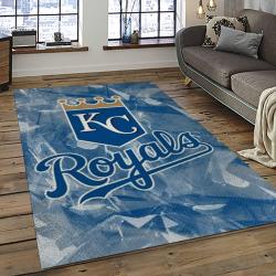 mlb kansas city royals baseball team logo rectangle area rug dark room kcr42