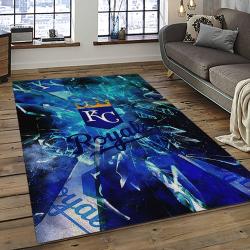 mlb kansas city royals baseball team logo rectangle area rug dark room kcr43