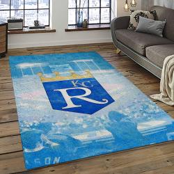 mlb kansas city royals baseball team logo rectangle area rug dark room kcr44
