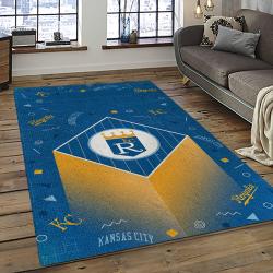 mlb kansas city royals baseball team logo rectangle area rug dark room kcr45