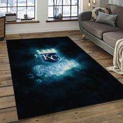 mlb kansas city royals baseball team logo rectangle area rug dark room kcr46