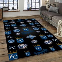mlb kansas city royals baseball team logo rectangle area rug dark room kcr47