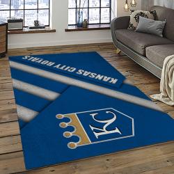 mlb kansas city royals baseball team logo rectangle area rug dark room kcr49