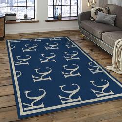 mlb kansas city royals baseball team logo rectangle area rug dark room kcr50