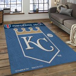 mlb kansas city royals baseball team logo rectangle area rug dark room kcr51