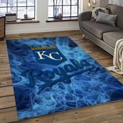 mlb kansas city royals baseball team logo rectangle area rug dark room kcr53