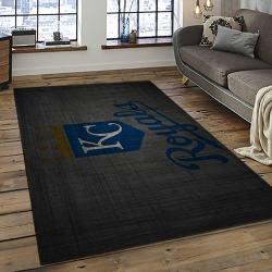 mlb kansas city royals baseball team logo rectangle area rug dark room kcr54