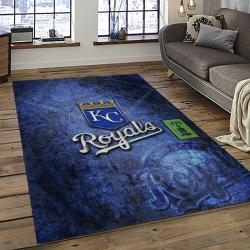 mlb kansas city royals baseball team logo rectangle area rug dark room kcr56