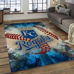 mlb kansas city royals baseball team logo rectangle area rug dark room kcr61