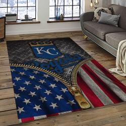 mlb kansas city royals baseball team logo rectangle area rug dark room kcr66