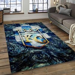 mlb kansas city royals baseball team logo rectangle area rug dark room kcr71