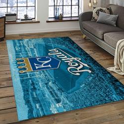 mlb kansas city royals baseball team logo rectangle area rug dark room kcr75