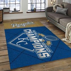 mlb kansas city royals baseball team logo rectangle area rug dark room kcr76