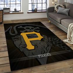 mlb pittsburgh pirates baseball team logo rectangle area rug dark room pp05