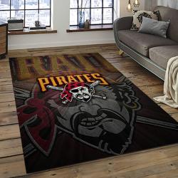 mlb pittsburgh pirates baseball team logo rectangle area rug dark room pp07