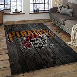 mlb pittsburgh pirates baseball team logo rectangle area rug dark room pp08