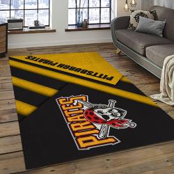 mlb pittsburgh pirates baseball team logo rectangle area rug dark room pp14