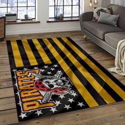 mlb pittsburgh pirates baseball team logo rectangle area rug dark room pp15