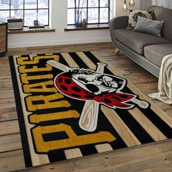 mlb pittsburgh pirates baseball team logo rectangle area rug dark room pp16