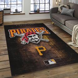 mlb pittsburgh pirates baseball team logo rectangle area rug dark room pp21