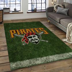 mlb pittsburgh pirates baseball team logo rectangle area rug dark room pp25