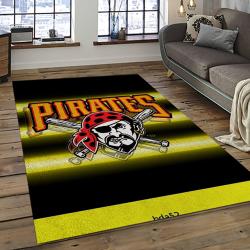 mlb pittsburgh pirates baseball team logo rectangle area rug dark room pp26
