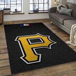 mlb pittsburgh pirates baseball team logo rectangle area rug dark room pp28