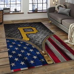 mlb pittsburgh pirates baseball team logo rectangle area rug dark room pp30