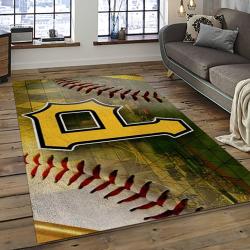 mlb pittsburgh pirates baseball team logo rectangle area rug dark room pp31