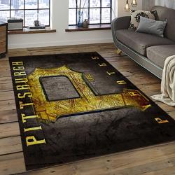 mlb pittsburgh pirates baseball team logo rectangle area rug dark room pp33