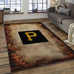 mlb pittsburgh pirates baseball team logo rectangle area rug dark room pp34