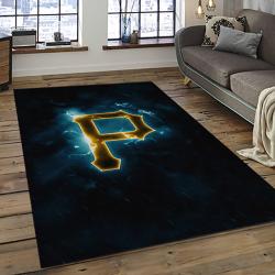 mlb pittsburgh pirates baseball team logo rectangle area rug dark room pp35