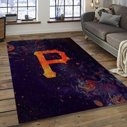 mlb pittsburgh pirates baseball team logo rectangle area rug dark room pp41