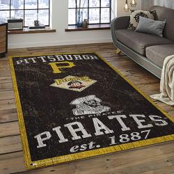 mlb pittsburgh pirates baseball team logo rectangle area rug dark room pp43