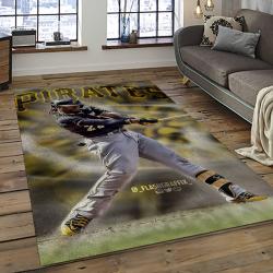 mlb pittsburgh pirates baseball team logo rectangle area rug dark room pp47
