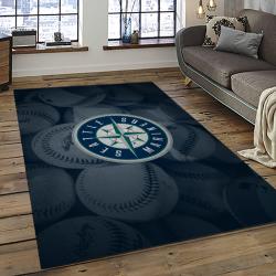 mlb seattle mariners baseball team logo rectangle area rug dark room sm05