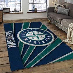 mlb seattle mariners baseball team logo rectangle area rug dark room sm06