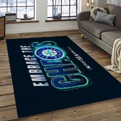 mlb seattle mariners baseball team logo rectangle area rug dark room sm07
