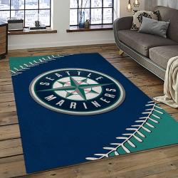mlb seattle mariners baseball team logo rectangle area rug dark room sm08