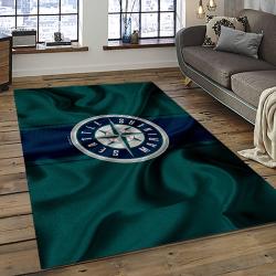 mlb seattle mariners baseball team logo rectangle area rug dark room sm10
