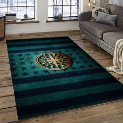 mlb seattle mariners baseball team logo rectangle area rug dark room sm11