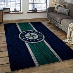 mlb seattle mariners baseball team logo rectangle area rug dark room sm12