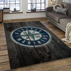 mlb seattle mariners baseball team logo rectangle area rug dark room sm14