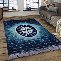 mlb seattle mariners baseball team logo rectangle area rug dark room sm18