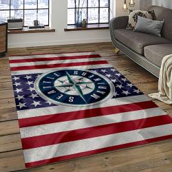 mlb seattle mariners baseball team logo rectangle area rug dark room sm20