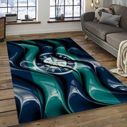 mlb seattle mariners baseball team logo rectangle area rug dark room sm21